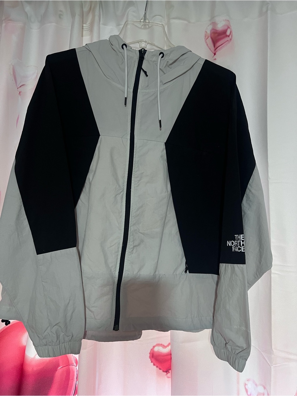The North Face Black and Gray Colorblock Windbreaker Jacket